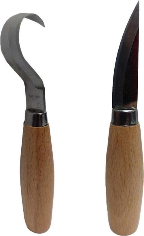 2 Parça Kuksa Oyma Ahşap Kaşık Oyma Bıçak Seti