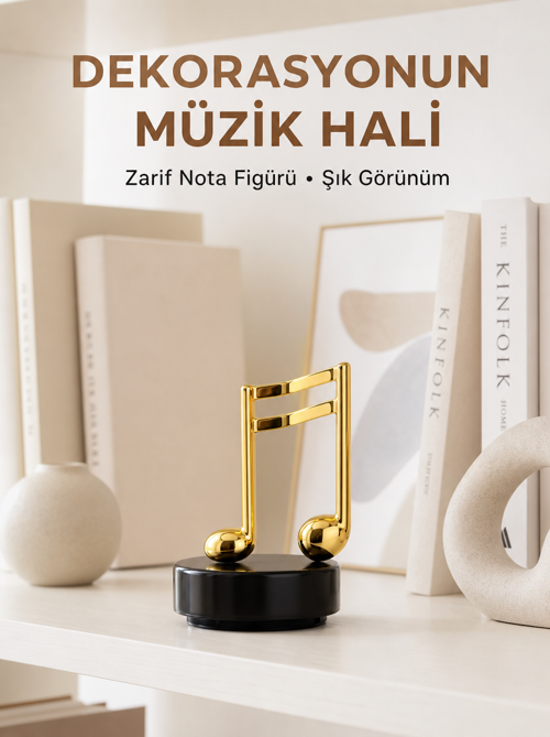 popüler Melodious Music Altın Nota Figürlü Müzik Kutusu Yeni Nesil 2026