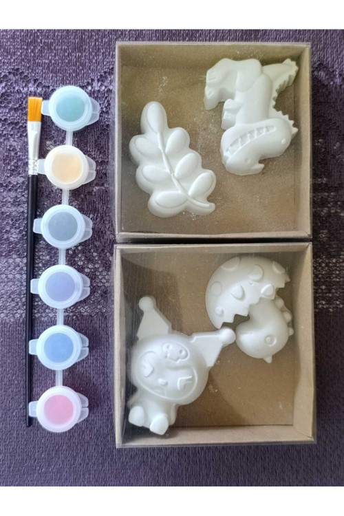 4 Adet 3D figür, taş boyama,dinozor,mantar,kuromi ,kendin yap boyama etkinlikleri