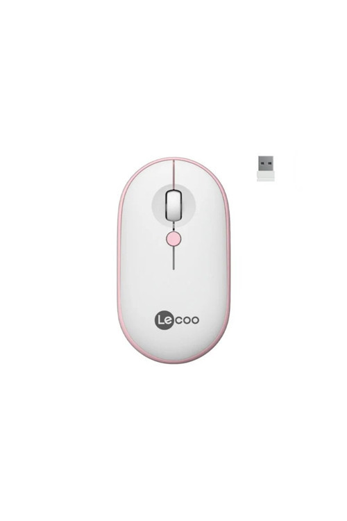 Lecoo WS212 USB Kablosuz Beyaz&Pembe 4 Tuş Mouse