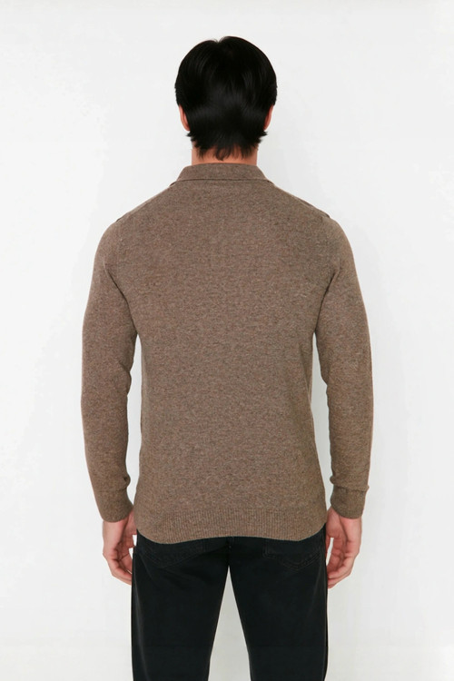 Erkek Smart Polo Yaka Triko Kazak Fitted Kalıp Uzun Kollu Günlük Tarz İçin İdeal Seçim Kaliteli
