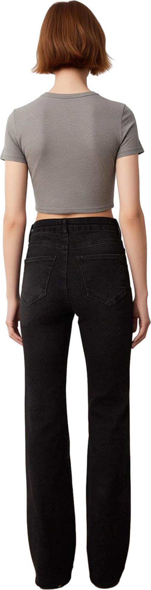 Kadın Denim Flare Pantolon Yüksek Bel Pamuk Rahat Günlük Hafta Sonu Yaz Aylarının Vazgeçilmezi