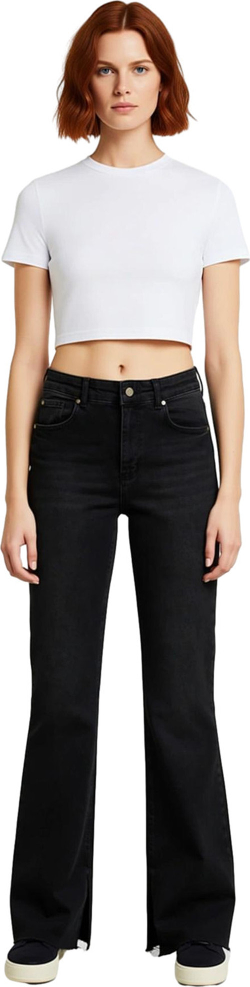 Kadın Denim Flare Pantolon Yüksek Bel Pamuk Rahat Günlük Hafta Sonu Yaz Aylarının Vazgeçilmezi