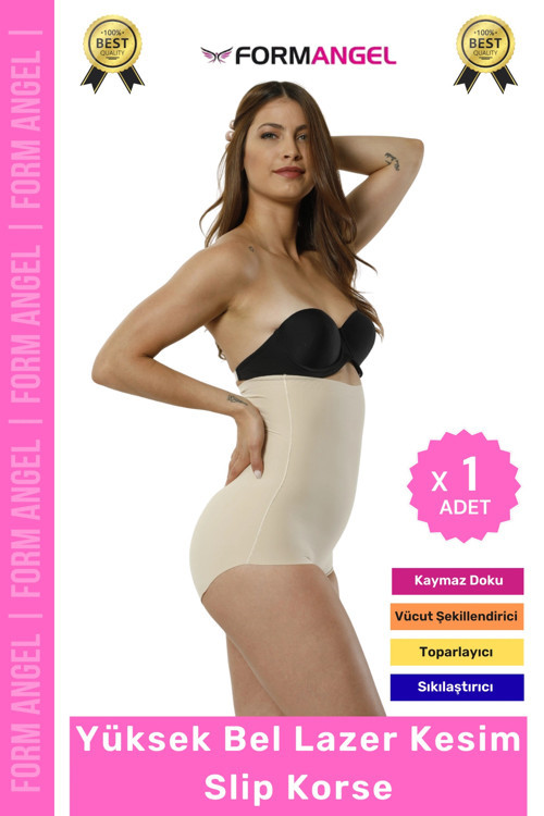 #Korse 2 Beden İncelten Lazer Kesim İz Göstermeyen Kaymaz Toparlayıcı Yüksek Bel Slip Korse - 1 Adet