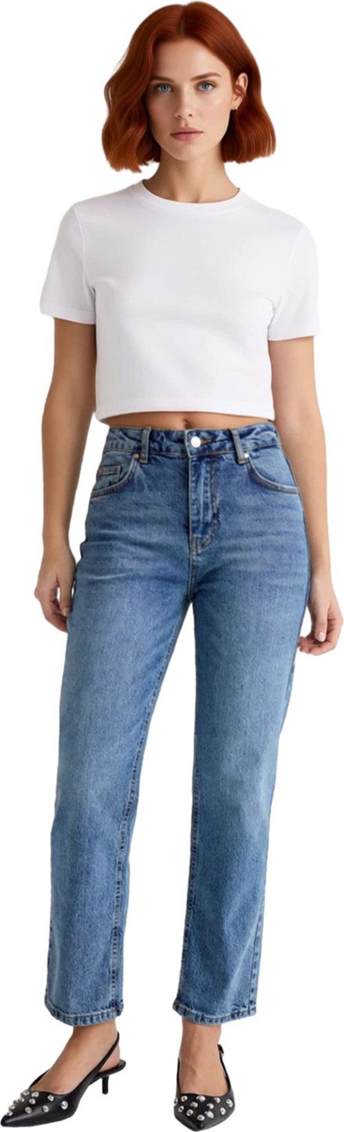 Kadın Straight Jean Pantolon Yüksek Bel Denim Rahat Günlük Hafta Sonu Yaz Aylarının Vazgeçilmezi