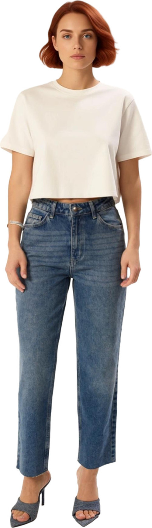 Kadın Pamuk Denim Straight Jean Pantolon Yüksek Bel Günlük Casual Yaz Aylarının Vazgeçilmezi