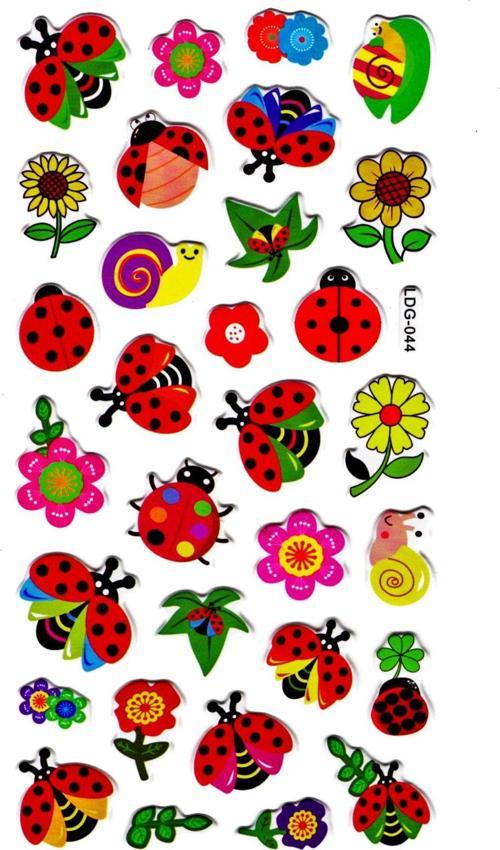 Sticker Kabartmalı Stiker Defter Planlayıcı Etiket (Ldg044)-17x9 cm- Uğurböceği