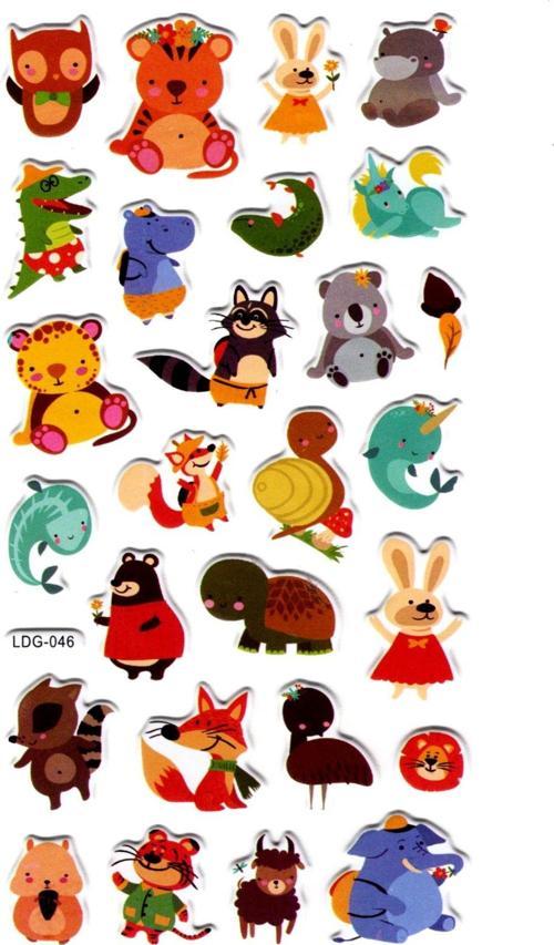 Sticker Kabartmalı Stiker Defter Planlayıcı Etiket (Ldg046)-17x9 cm- Şirin Hayvanlar