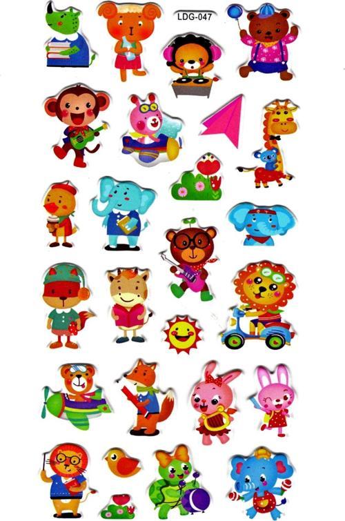 Sticker Kabartmalı Stiker Defter Planlayıcı Etiket (Ldg047)-17x9 cm- Parti Hayvanlar