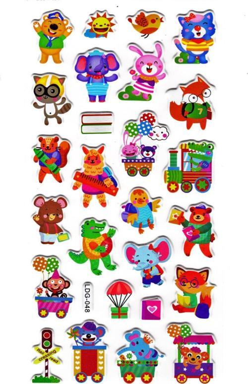 Sticker Kabartmalı Stiker Defter Planlayıcı Etiket (Ldg048)-17x9 cm- Okul Hayvanlar