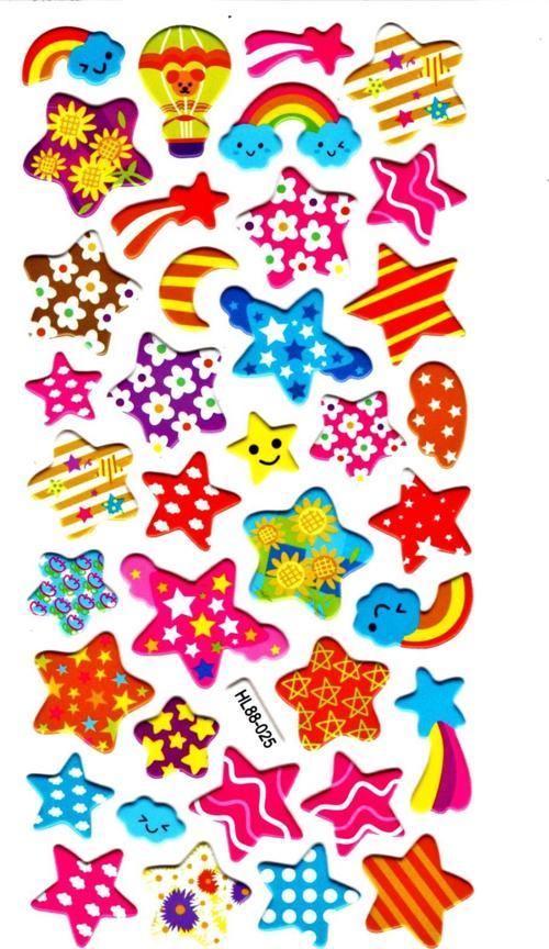 Sticker Kabartmalı Stiker Defter, Planlayıcı Etiket (HL88-025)-17x9cm- Desenli Yıldızlar