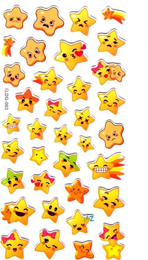 Sticker Kabartmalı Stiker Defter, Planlayıcı Etiket (Ldg003)-17x9 cm - Yıldız Emoji
