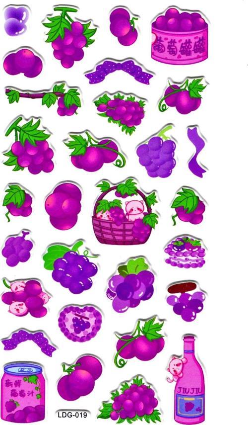 Sticker Kabartmalı Stiker Defter, Planlayıcı Etiket (Ldg019)-17x9 cm - Mor Meyveler