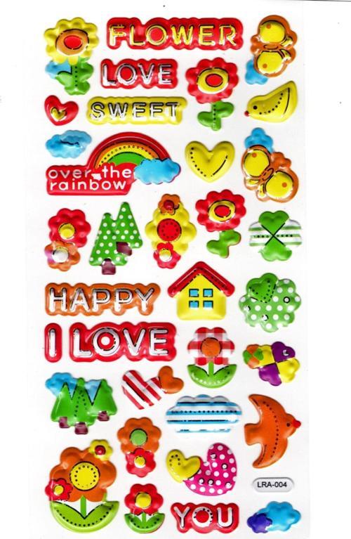 Sticker Kabartmalı Stiker Defter, Planlayıcı Etiket (limlra-004)-17x9cm- Çiçek Flower