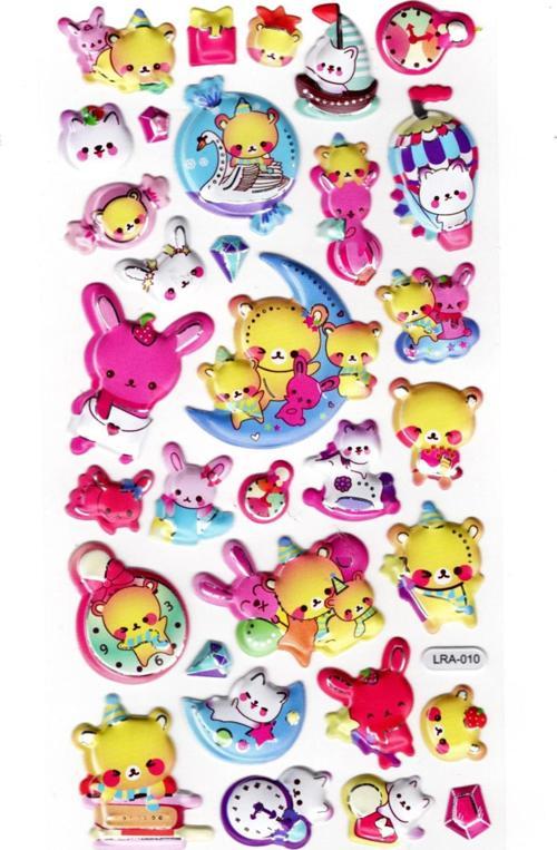 Sticker Kabartmalı Stiker Defter, Planlayıcı Etiket (limlra-010)-17x9cm- Ayıcık ve Tavşan