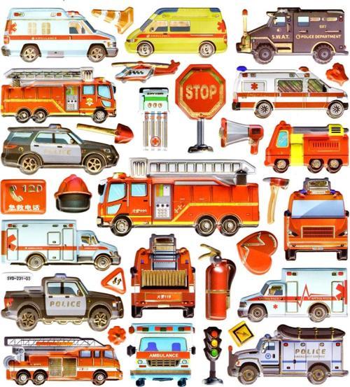 Sticker Kabartmalı Stiker Defter, Planlayıcı Etiket (Syd231-03)-20x18cm - İtfaiye Polis Ambulans