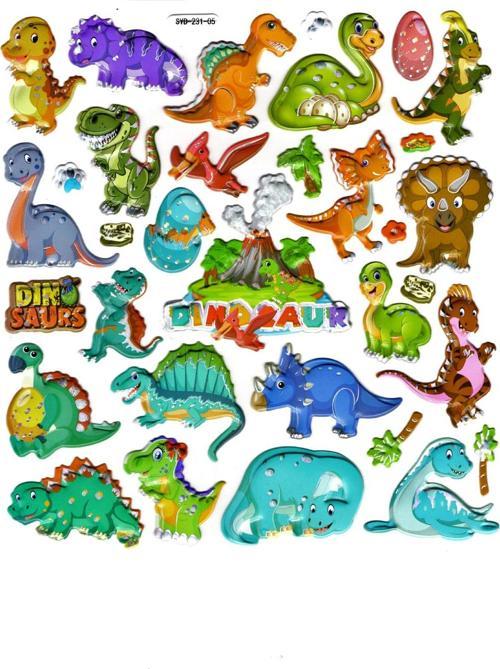 Sticker Kabartmalı Stiker Defter, Planlayıcı Etiket (Syd231-05)-20x18cm- Sevimli Dinazorlar