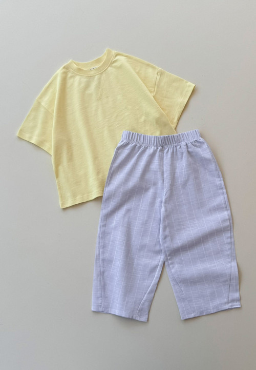 Oversize T-Shirt Takım 2-10 Yaş Sarı