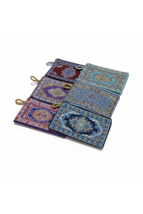 Bez Cüzdan 6 Adet Kilim Desenli Bez Cüzdan Hediyelik 10x15cm Desenli Bez Cüzdan Hediyelik Cüzdan