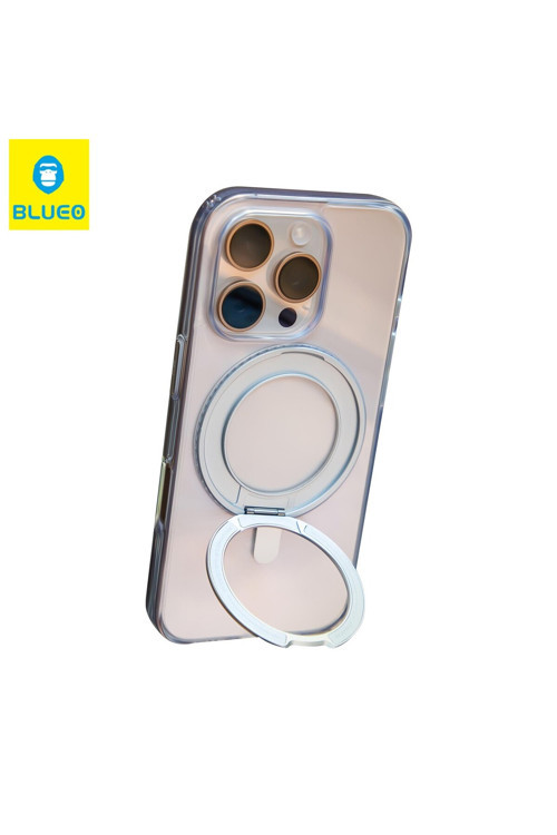 iPhone 16 Pro Max Uyumlu Skin Friendly 360 Rotatable Magsafe Standlı Şeffaf Telefon Kılıfı