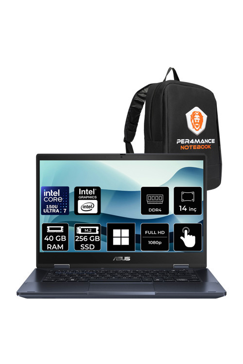 ExpertBook B3 Flip Core 7 150U 40GB RAM 256GB SSD 14" FHD Touch Win11 Home B3402EC1132P336 Taşınabilir Bilgisayar + PER4 Çanta