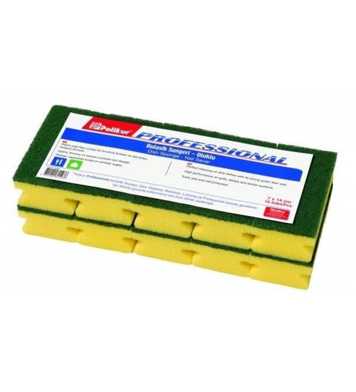 Profesyonel Oluklu Bulaşık Süngeri Yeşil 10'lu Paket