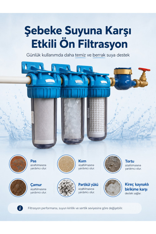 Bina Girişi 10" Filtrasyon Sistemi | Ana Giriş Su Filtresi | Temiz Ve Sağlıklı Su (FİLTRE DAHİL)