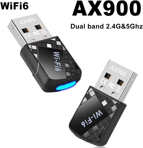 AX900 Wifi 6 & Bluetooth 5.4 USB Adaptör – 900 Mbps Çift Bant 2.4g/5g Kablosuz Alıcı, Sürücüsüz, WIN10/WIN11