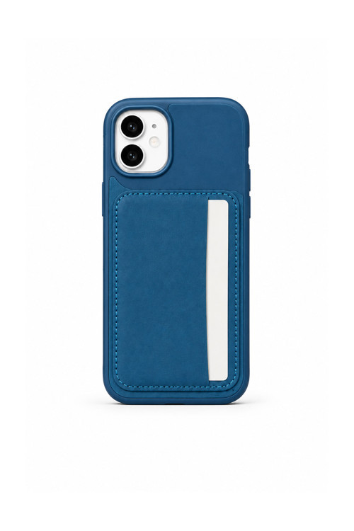 Cardx iPhone 11 Uyumlu Vegan Deri Kartlıklı Kamera Korumalı Kılıf Lacivert