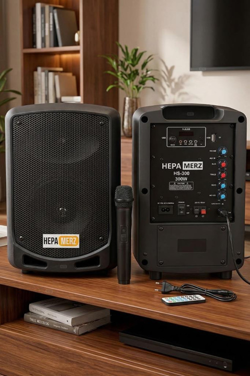 HS-300 Taşınabilir Şarjlı Ses Sistemi Mikrofonlu Bluetooth Usb 6.5 İNÇ 300W