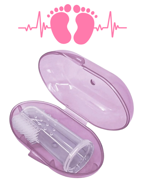 Pembe Kız Bebek Çocuk Silikon Parmak Diş Kaşıyıcı Dil Temizleyici Diş Fırçası