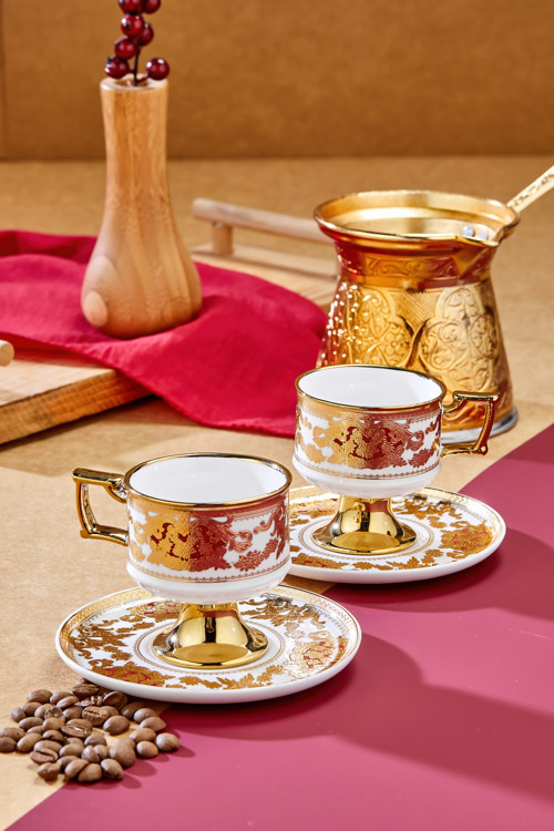 Zerina 2 Kişilik 90 ml Porselen Kahve Fincan Takımı CKR4529