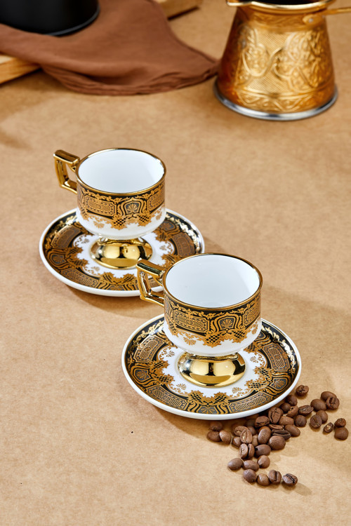 Zerina 2 Kişilik 90 ml Porselen Kahve Fincan Takımı CKR4529