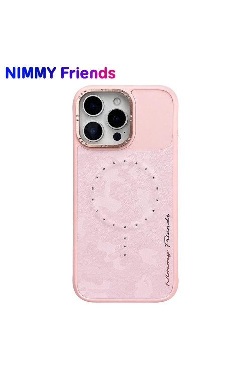 iPhone 16 Uyumlu | MagSafe Destekli Magnetic Fashion Stone Pembe Kılıf