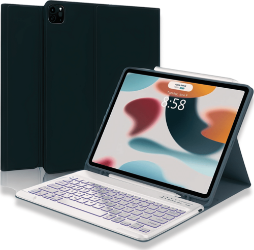 iPad Air 11 inç M2 Çipli 2024 6. Nesil Uyumlu Klavyeli Stand Özellikli Renkli Tablet Kılıfı