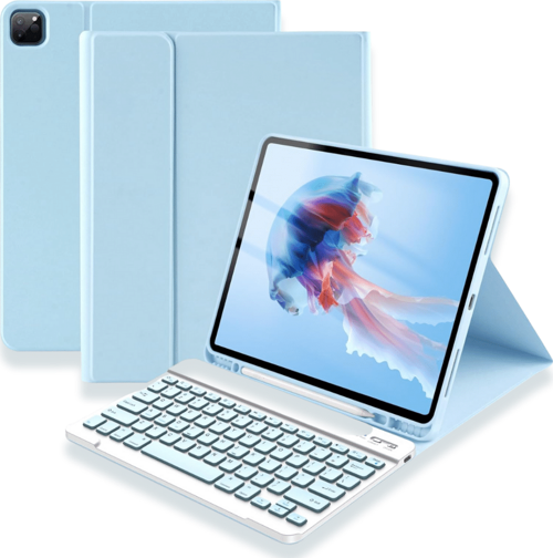 iPad Air 11 inç M2 Çipli 2024 6. Nesil Uyumlu Klavyeli Stand Özellikli Renkli Tablet Kılıfı