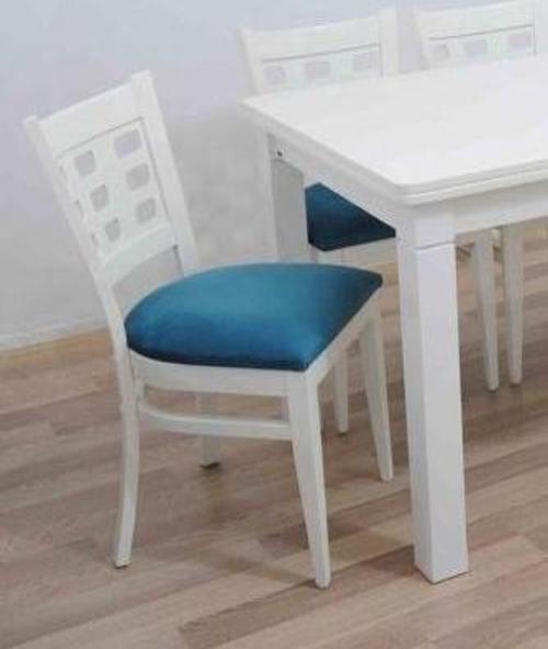 Masa-sandalye 12906 Tk Model 9GÖZ Kayın Torna Retro Parlak beyaz Sandalye Sabit 