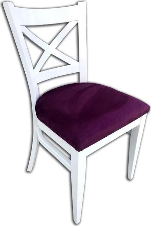 Sandalye 13265 ÇAPRAZ model Kayın RETRO Ayak Babyfac kumaş Döşem Beyaz El yapım