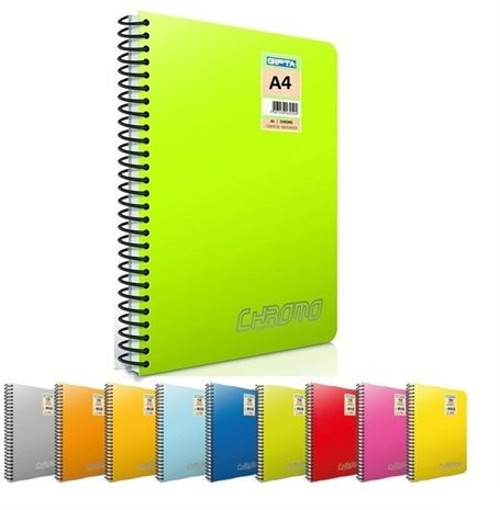 A4 Spiralli Defter Chromo Plastik Kapak Kareli 80 Yaprak 3-1338000-2012 (12 Li Paket)