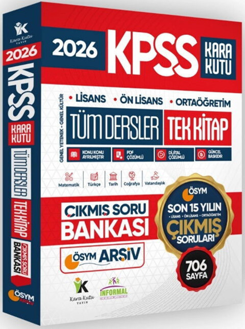 İnformal Yayınları 2026 KPSS Lisans ÖnLisans Ortaöğretim ÖSYM Son 15 Yılın Soruları Tüm Dersler Tek Kitap Soru Bankası