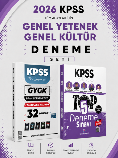 Dizgi Kitap 2026 KPSS Top 5 Deneme & EVP Akademi KPSS Tüm Dersler 32 Deneme Seti
