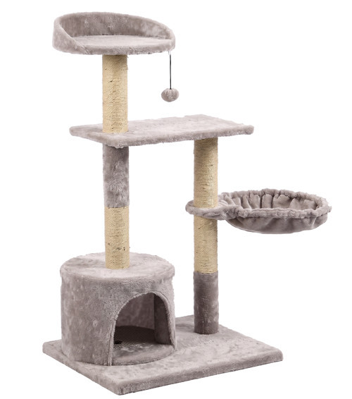 Çok Katlı Lüks Kedi 46x46x116 Evli Tırmalama Gri