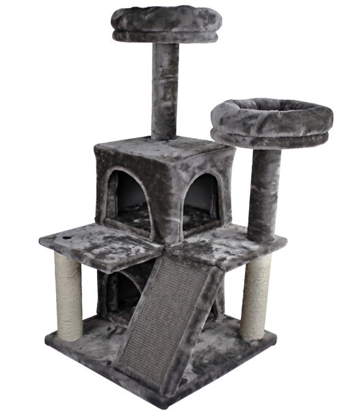 Çok Katlı Lüks Kedi 50x50x116 Evli Tırmalama Gri