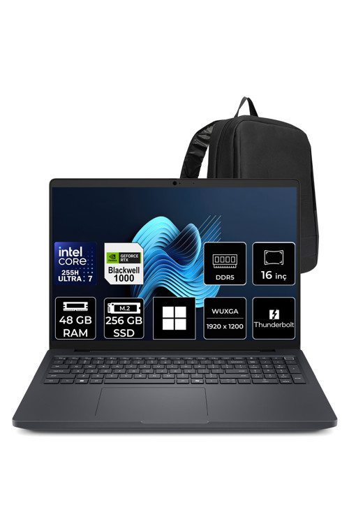 Pro Max 16 Core Ultra 7 255H RTX Pro 1000 Blackwell 8GB 48GB RAM 256GB SSD 16" FHD+ Win11 Pro MC16250P451 İş İstasyonu + PER4 Çanta