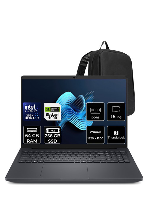 Pro Max 16 Core Ultra 7 255H RTX Pro 1000 Blackwell 8GB 64GB RAM 512GB SSD 16" FHD+ FreeDOS MC16250P338 İş İstasyonu + PER4 Çanta