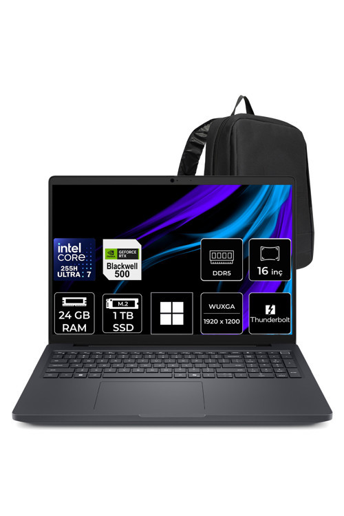 Pro Max 16 Core Ultra 7 255H RTX Pro 500 Blackwell 6GB 24GB RAM 1TB SSD 16" FHD+ Win11 Pro MC16250P435 İş İstasyonu + PER4 Çanta