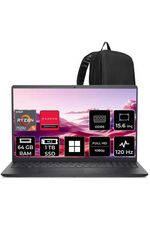 Pro 15 Essential Ryzen 5 7520U 64GB RAM 1TB SSD 15.6" FHD 120Hz Win11 Pro PV15255P413 Notebook + PER4 Çanta