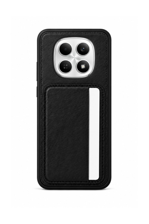 Cardx Redmi Note 15 4G / 5G Uyumlu Vegan Deri Kartlıklı Kamera Korumalı Kılıf Siyah