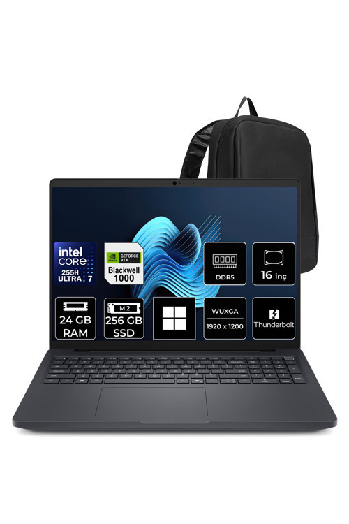Pro Max 16 Core Ultra 7 255H RTX Pro 1000 Blackwell 8GB 24GB RAM 256GB SSD 16" FHD+ Win11 Pro MC16250P433 İş İstasyonu + PER4 Çanta