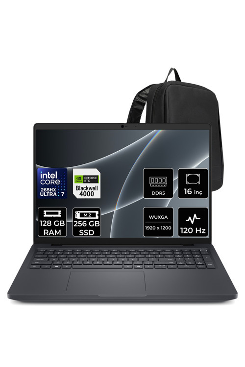 Pro Max 16 Plus Core Ultra 7 265HX RTX Pro 4000 Blackwell 16GB 128GB RAM 256GB SSD 16" FHD+ 120Hz FreeDOS MB16250P364 İş İstasyonu + PER4 Çanta